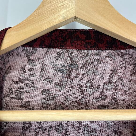 GARNET HILL Ines Blouson Knit Dress Printed Long Sleeve Knee Length Wine Red M - Picture 3 of 11